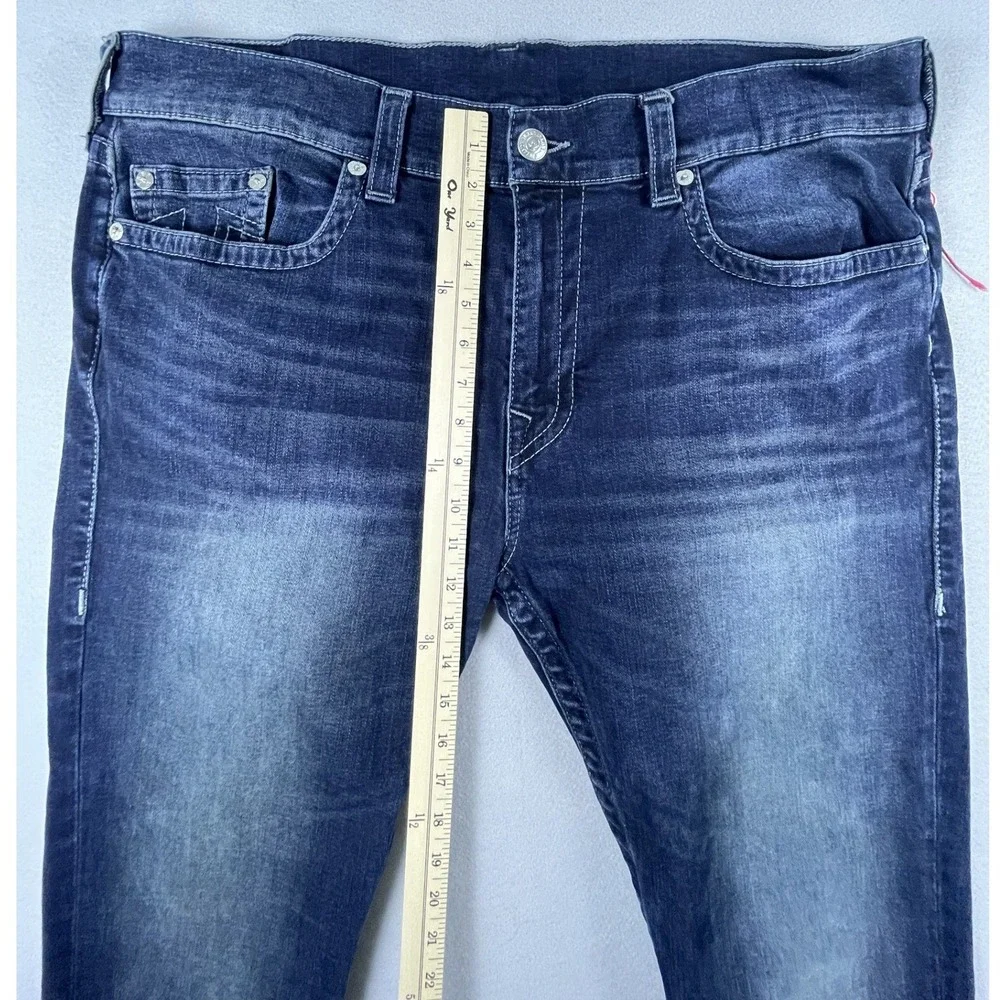 True Religion‎ Jeans Men 40 Blue Rocco Relaxed Skinny No Flap Dark Wash NWOT